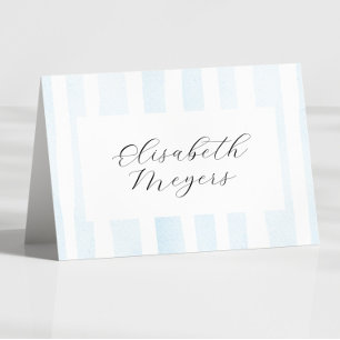 Blue Watercolor Stripes - Baptism Place Cards