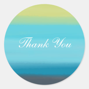 Blue Watercolor Stripes Classic Round Sticker