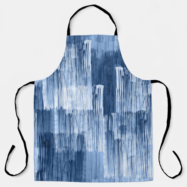 Blue Watercolor Stripes: Geometric Pattern Apron (Front)