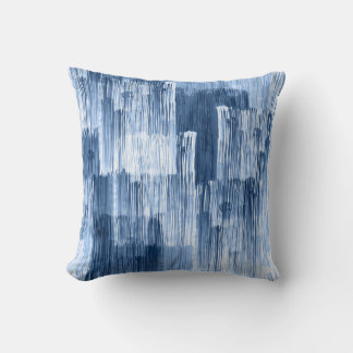 Blue Watercolor Stripes: Geometric Pattern Cushion