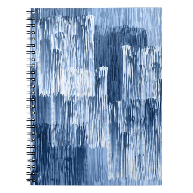 Blue Watercolor Stripes: Geometric Pattern Notebook (Front)