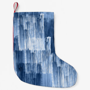Blue Watercolor Stripes: Geometric Pattern Small Christmas Stocking