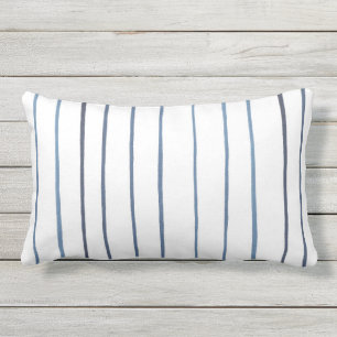 Blue Watercolor Stripes Lumbar Cushion