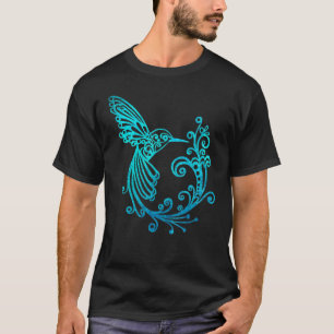 Blue Watercolor Stylised Hummingbird Bird Graphic T-Shirt