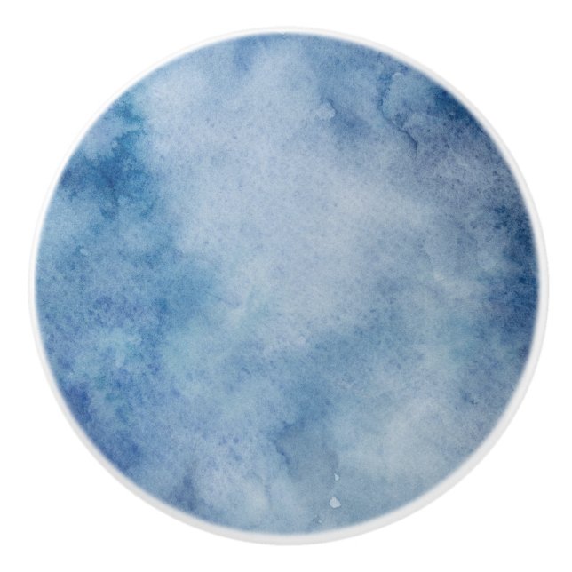 Blue Watercolor Texture Ceramic Knob (Front)