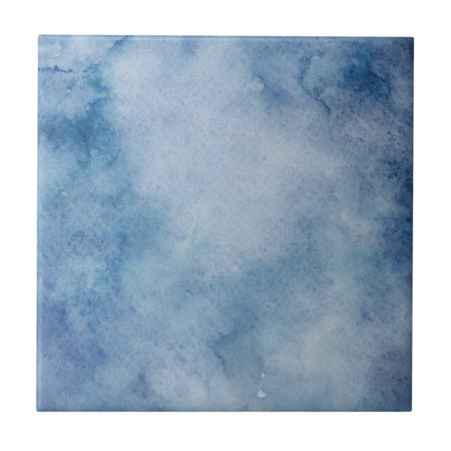 Blue Watercolor Texture Ceramic Tile (Front)