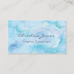 Blue watercolor texture painted business card