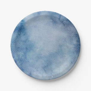 Blue Watercolor Texture Paper Plate