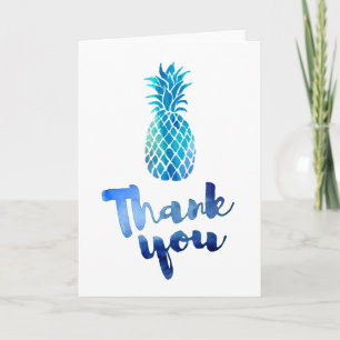 blue watercolor thank you script pineapple