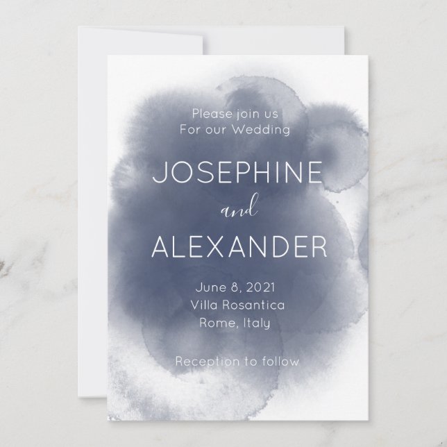 Blue Watercolor Theme Invitation (Front)