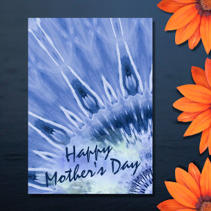 Blue Watercolor Tie Dye Happy Mother's Day Card