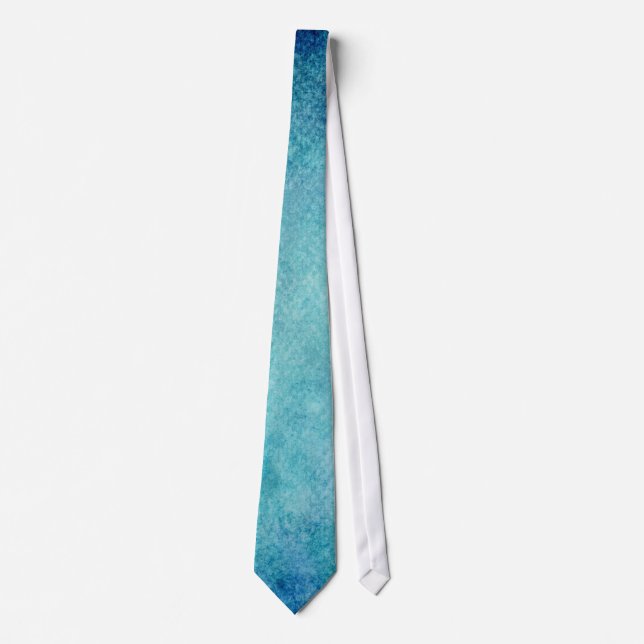 Blue Watercolor Turquoise Paper Background Tie (Front)
