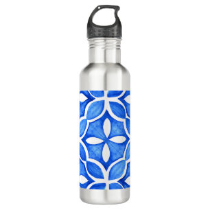 Blue Watercolor Tuscan Italian Tile 710 Ml Water Bottle