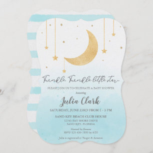 Blue Watercolor Twinkle Twinkle Little Star Shower Invitation