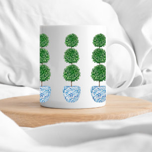 Blue watercolor vase preppy topiary classic mug