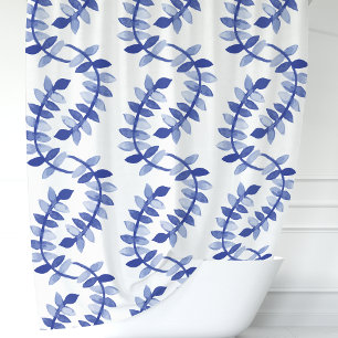 Blue Watercolor Vines Shower Curtain
