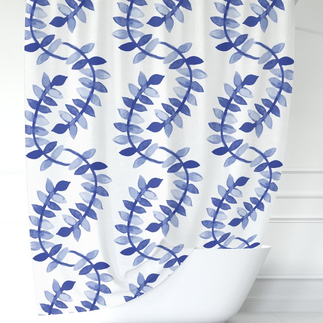 Blue Watercolor Vines Shower Curtain (Creator Uploaded)