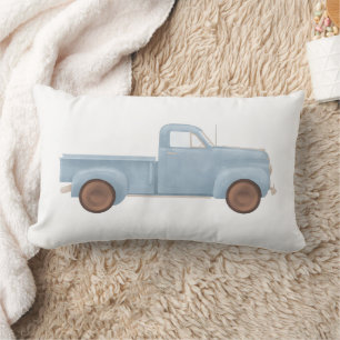 Blue Watercolor Vintage Truck Lumbar Cushion