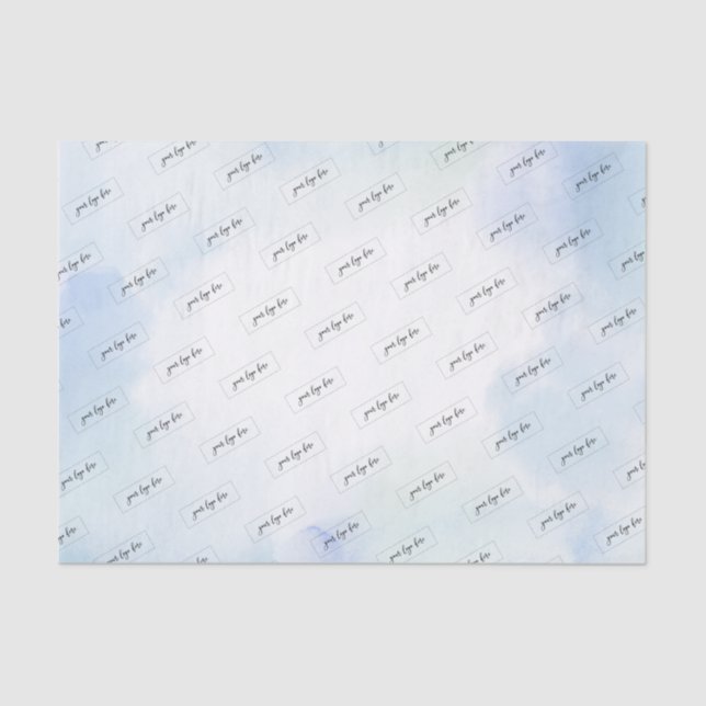 Blue Watercolor Wash Custom Business Logo Tissue Paper (Front)