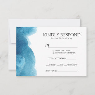 Blue Watercolor wash Invitation RSVP