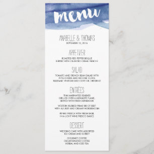 Blue Watercolor Wash Wedding Menu