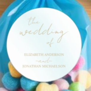 Blue Watercolor Wave Wedding Classic Round Sticker