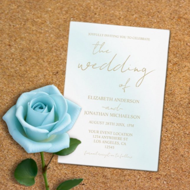 Blue Watercolor Wave Wedding Invitation (Creator Uploaded)