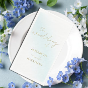 Blue Watercolor Wave Wedding Paper Napkin
