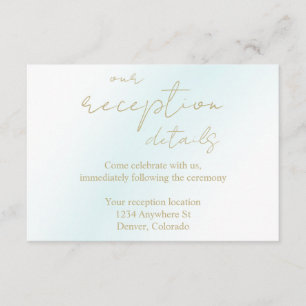 Blue Watercolor Wave Wedding Reception Enclosure Card