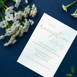 Blue Watercolor Wave Wedding Recpetion Enclosure Card