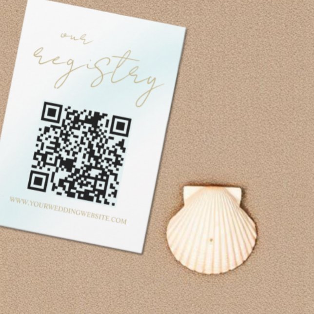 Blue Watercolor Wave Wedding Registry Enclosure Card (Creator Uploaded)