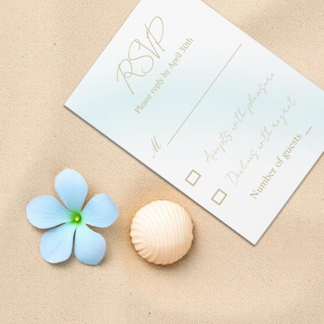 Blue Watercolor Wave Wedding RSVP Card (Creator Uploaded)