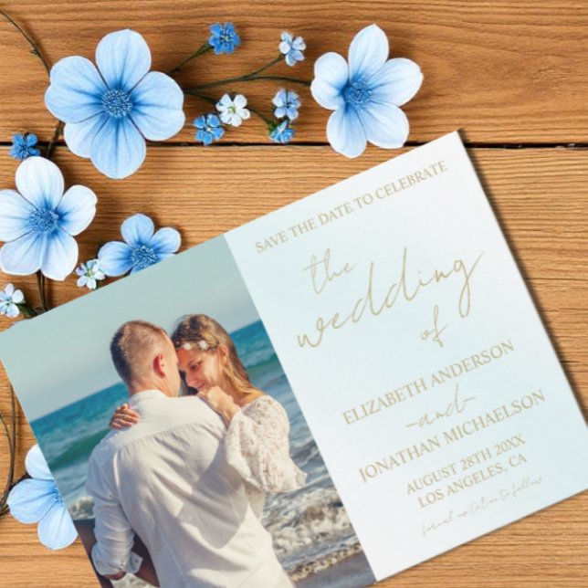 Blue Watercolor Wave Wedding Save The Date (Creator Uploaded)