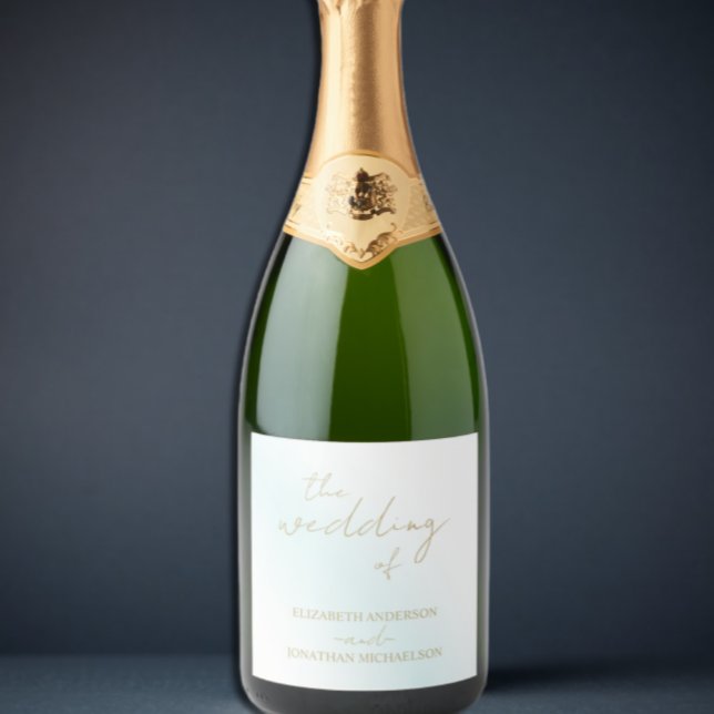 Blue Watercolor Wave Wedding Sparkling Wine Label (Creator Uploaded)