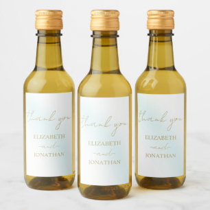 Blue Watercolor Wave Wedding Wine Label