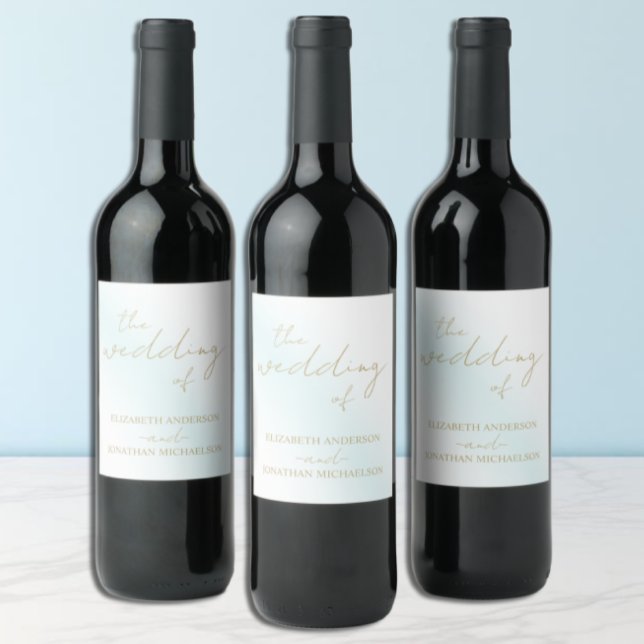Blue Watercolor Wave Wedding Wine Label (Creator Uploaded)