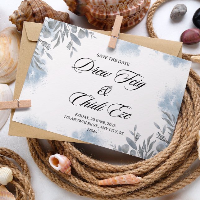 Blue Watercolor Wedding Announcement Postcard (Creator Uploaded)