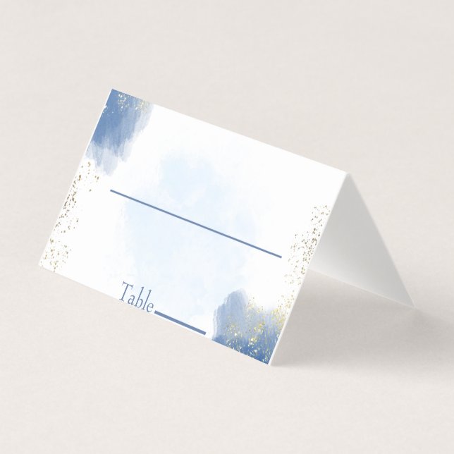 Blue Watercolor Wedding Collection Table Number (Front)