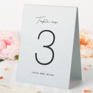 Blue watercolor wedding table number