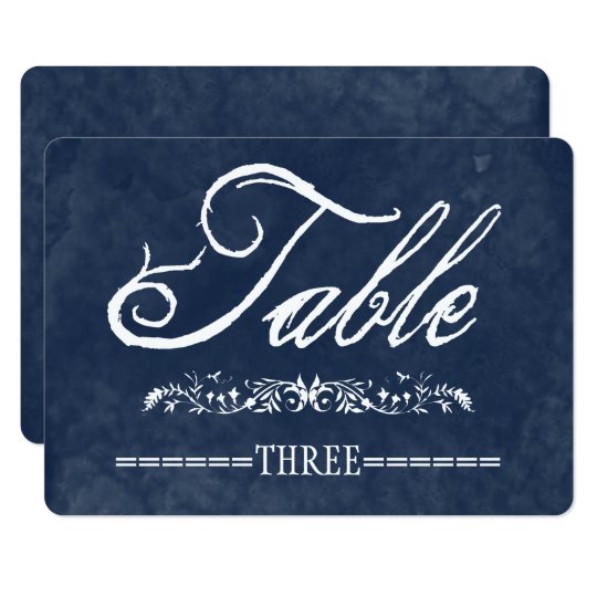 Blue Watercolor Wedding Table Numbers Card