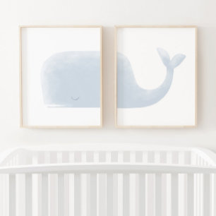 Blue Watercolor Whale Beach Nursery