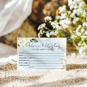 Blue Watercolor White Rose Advice and Wishes Enclosure Card