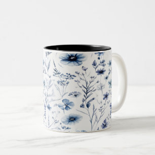 Blue Watercolor Wildflower Botanical Mug
