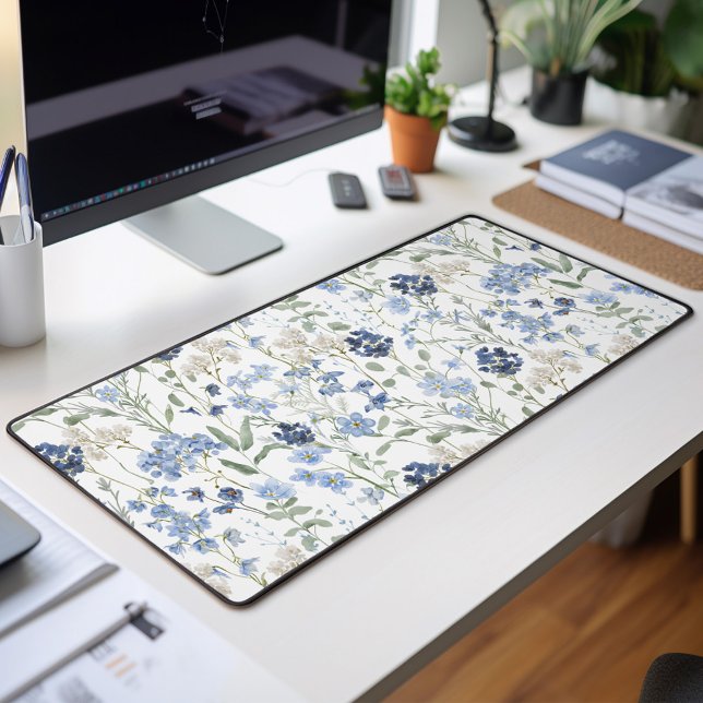 Blue Watercolor Wildflower Desk Mat (Creator Uploaded)