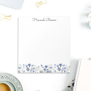 Blue Watercolor Wildflower Garden Notepad