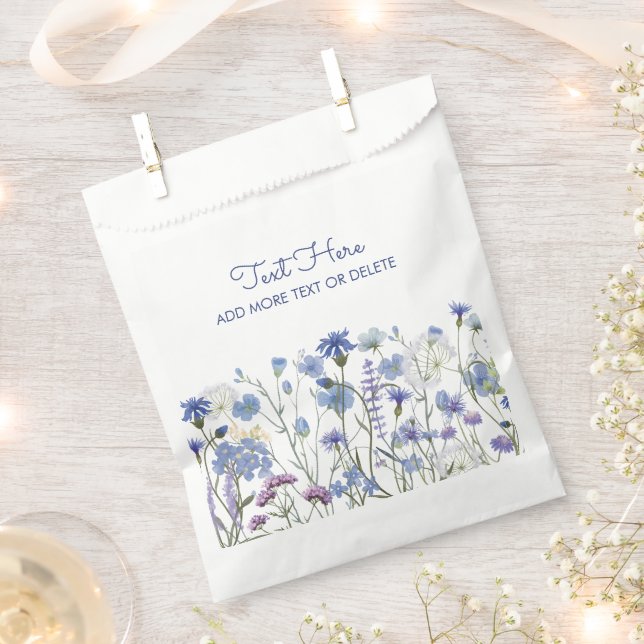 Blue Watercolor Wildflower Meadow Favour Bag (Clipped)