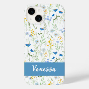 Blue Watercolor Wildflower Name Case-Mate iPhone 14 Case