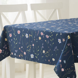 Blue Watercolor Wildflower  Tablecloth