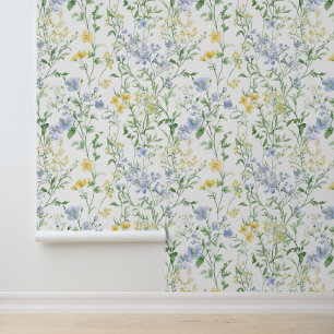 Blue Watercolor Wildflower Wallpaper