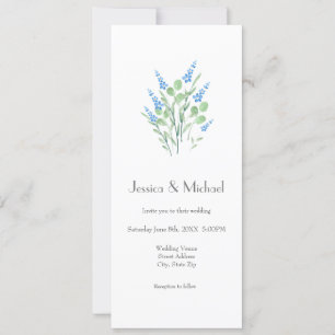Blue Watercolor Wildflowers Bouquet Invitation